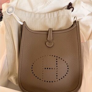 Hermes Evelyne III Mini Shoulder Bag in Etoupe